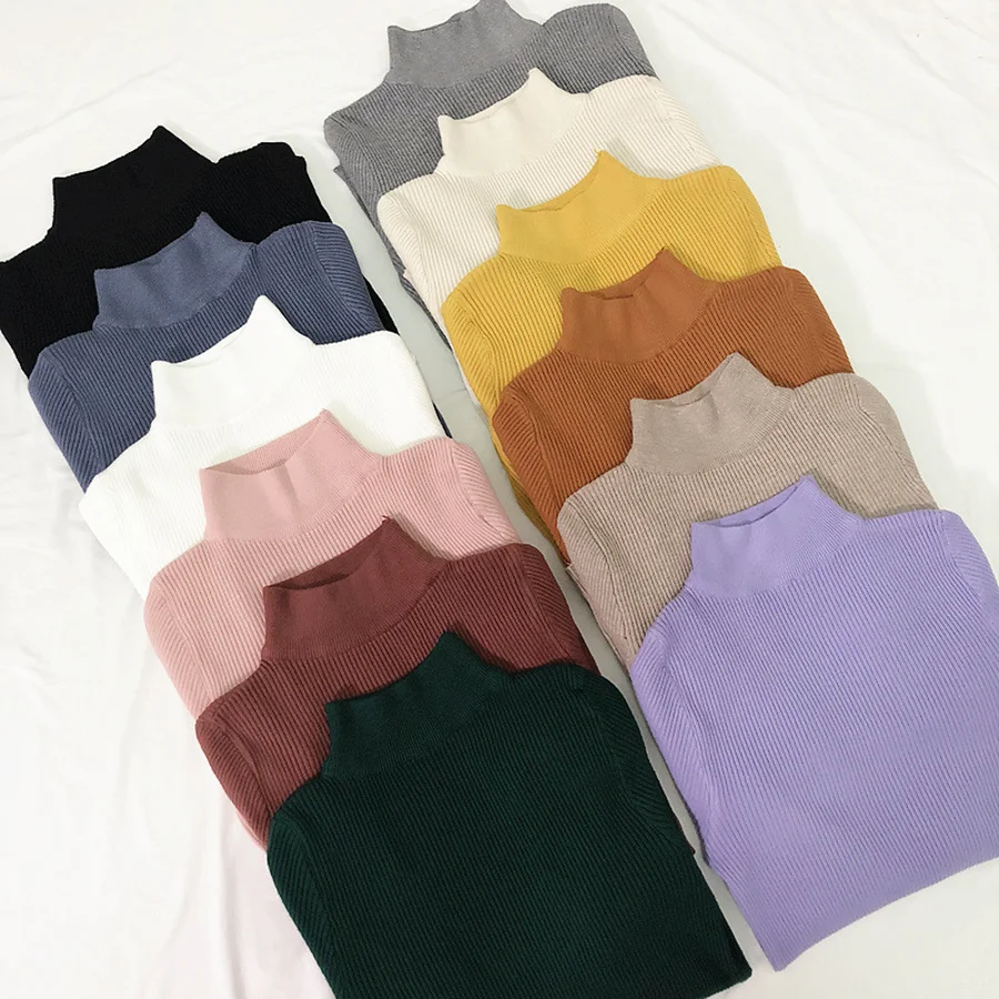 Tight Casual Pullover Sweater Women Simple Elastic Turtleneck Slim Knit Sweater Ladies Autumn Winter Warm Sweaters Female
Tight Casual Pullover Sweater Women Simple Elastic Turtleneck Slim Knit Sweater Ladies Autumn Winter Warm Sweaters Female