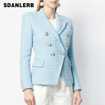 Suit Jacket for Lady 2019 Autumn and Winter Female Small Coat Metal Buckle Double Row Buckle Wool Tweed Suit Coat Blazer Blue
Suit Jacket for Lady 2019 Autumn and Winter Female Small Coat Metal Buckle Double Row Buckle Wool Tweed Suit Coat Blazer Blue
