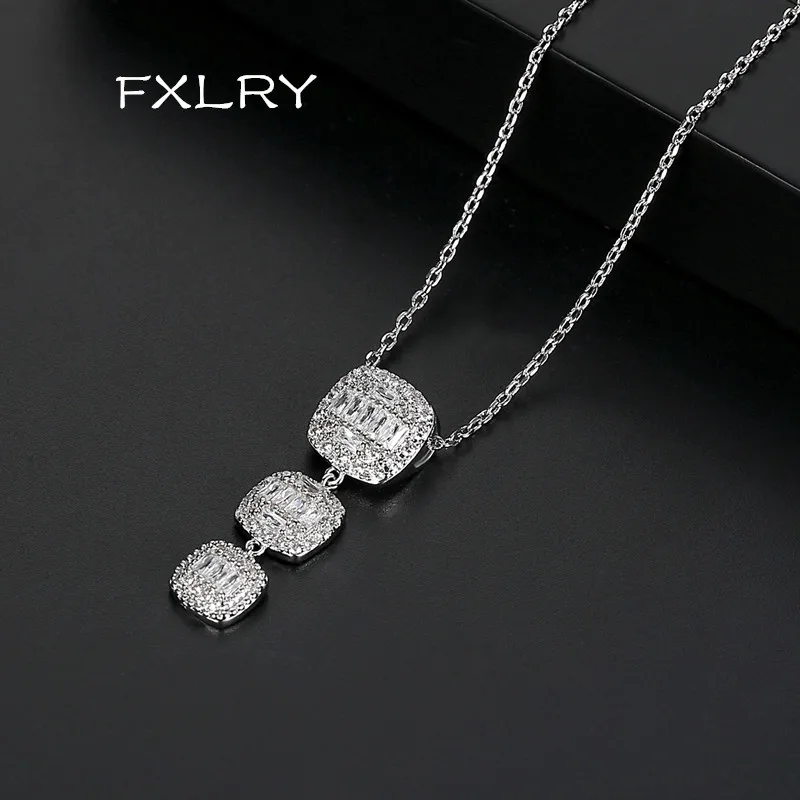 FXLRY New arrival white color AAA Cubic Zirconia three Square Long Pendant Necklaces for Women Bridal Wedding Fashion Jewelry
FXLRY New arrival white color AAA Cubic Zirconia three Square Long Pendant Necklaces for Women Bridal Wedding Fashion Jewelry
