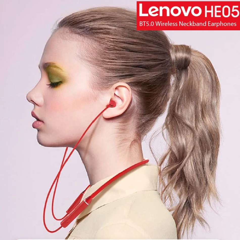 Спортивные наушники с шейным ободом HE05 оригинальные подвесные Lenovo Bluetooth 5 0