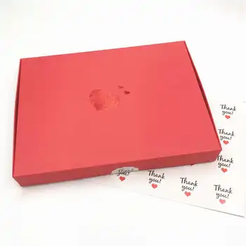 

100pcs/Lot Retro Style Hot Stamping Print Red Heart Kraft Paper Boxes For Anniversary Souvenir Boxes With Stickers Personalized