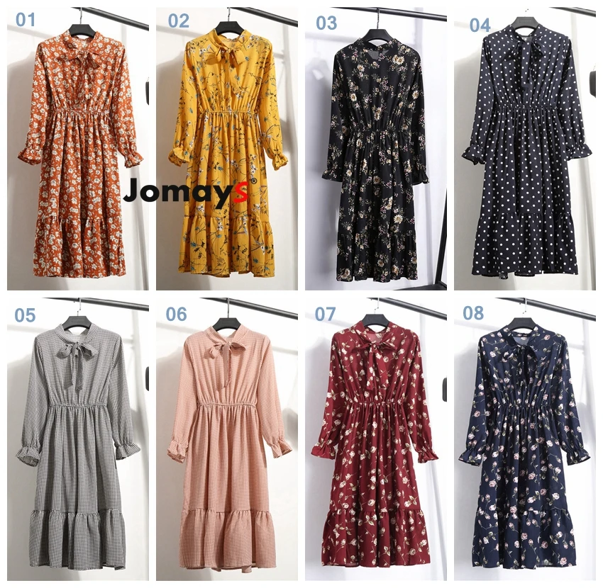 3pcs/lot Spring Autumn Women Chiffon Long Dress Dots Floral Plaid Print Vestido Femme Elegant Retro Flower Maxi Dresses 30 Color
3pcs/lot Spring Autumn Women Chiffon Long Dress Dots Floral Plaid Print Vestido Femme Elegant Retro Flower Maxi Dresses 30 Color