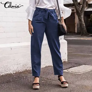 Fashion Women's Harem Pants Celmia 2020 Autumn High Waist Casual Trouser Loose Pockets Vintage Cotton Linen Pantalon Belted 5XL
Fashion Women's Harem Pants Celmia 2020 Autumn High Waist Casual Trouser Loose Pockets Vintage Cotton Linen Pantalon Belted 5XL