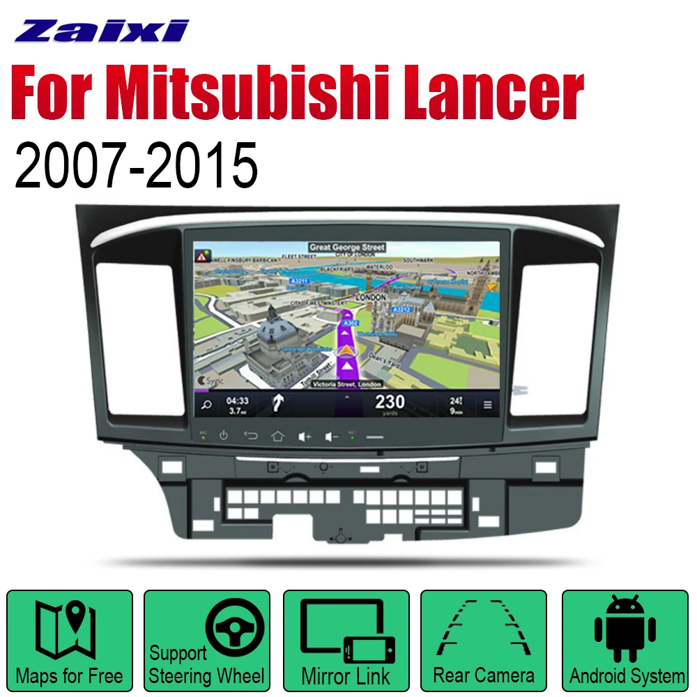 ZaiXi Android 2 Din Авто Радио для Mitsubishi Lancer 2007 ~ 2015 автомобильный мультимедийный плеер gps
