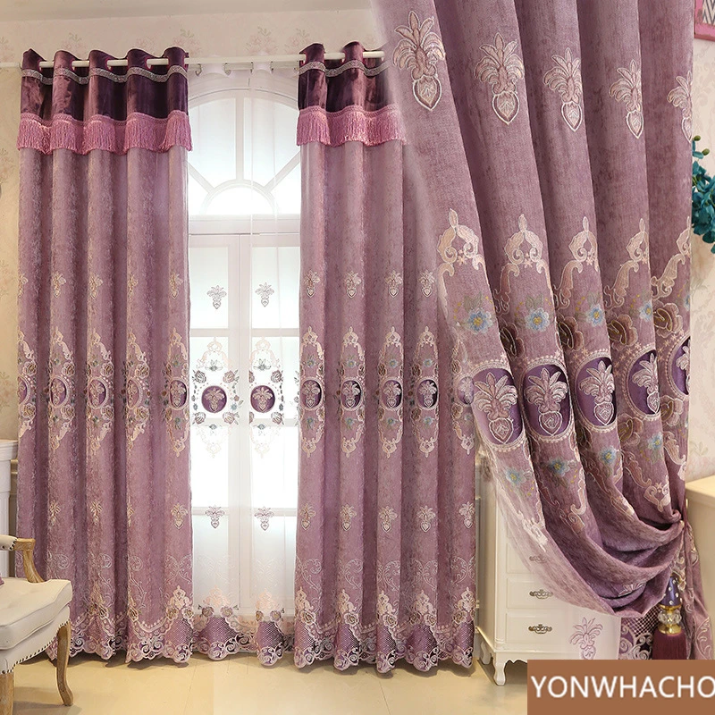 Custom curtains European bedroom shading water-soluble embroidery chenille purple cloth blackout curtain tulle panel C002
Custom curtains European bedroom shading water-soluble embroidery chenille purple cloth blackout curtain tulle panel C002