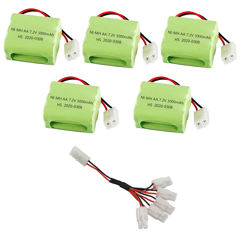 

NiMH Battery 7.2V 3000mah with charger cable For Rc toy Car Tank Train Robot Boat Gun Ni-MH AA 2400mah 7.2v Battery group