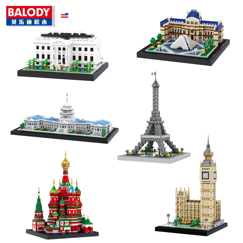 Balody Architecture Diamond Building Small Blocks Toy Congress Building Eiffel Tower White House Big Ben Louvre Museum no Box
Balody Architecture Diamond Building Small Blocks Toy Congress Building Eiffel Tower White House Big Ben Louvre Museum no Box