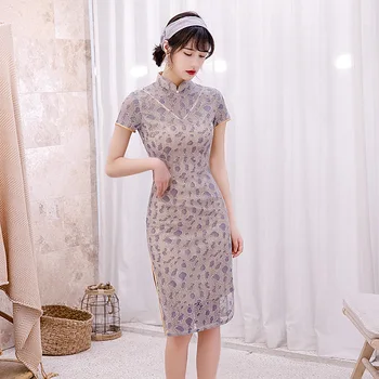 Knee Length Womens Evening Cheongsam Short Sleeve Spring Chinese style Lady Mandarin Collar Qipao Slim Party Dress Vestido M-3XL
Knee Length Womens Evening Cheongsam Short Sleeve Spring Chinese style Lady Mandarin Collar Qipao Slim Party Dress Vestido M-3XL
