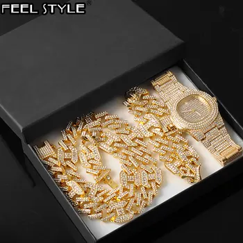 Hip Hop Necklace +Watch+Bracelet AAA+ Iced Out Alloy Rhinestones Coffee Bean Prong Cuban Chain Bracelet Necklace For Men Jewelry
Hip Hop Necklace +Watch+Bracelet AAA+ Iced Out Alloy Rhinestones Coffee Bean Prong Cuban Chain Bracelet Necklace For Men Jewelry