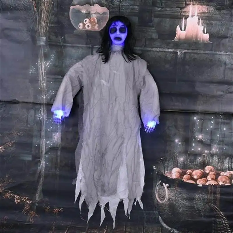 New Halloween Props Scary Sound Light Hanging Ghost Haunted House Bar Halloween Party Props Decor Cloth (Not Included Battery )
New Halloween Props Scary Sound Light Hanging Ghost Haunted House Bar Halloween Party Props Decor Cloth (Not Included Battery )