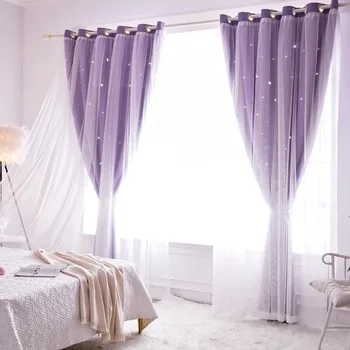 Korean Princess Style Hollowed Stars Window Curtains For Living Room Bedroom Tulle Blackout Curtains For Window Shading Rate 75% 
Korean Princess Style Hollowed Stars Window Curtains For Living Room Bedroom Tulle Blackout Curtains For Window Shading Rate 75%
