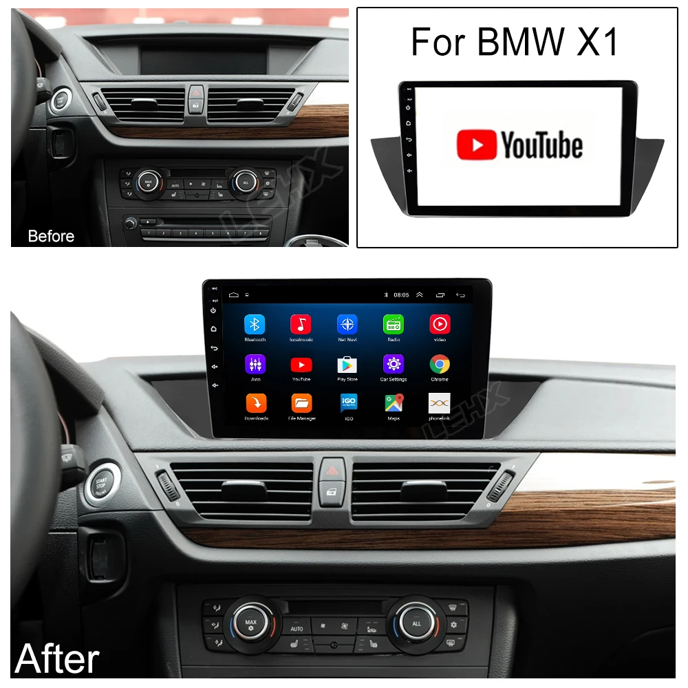 Автомагнитола LEHX для BMW X1 E84 мультимедийный плеер 2DIN с 10 "экраном Android 9 0