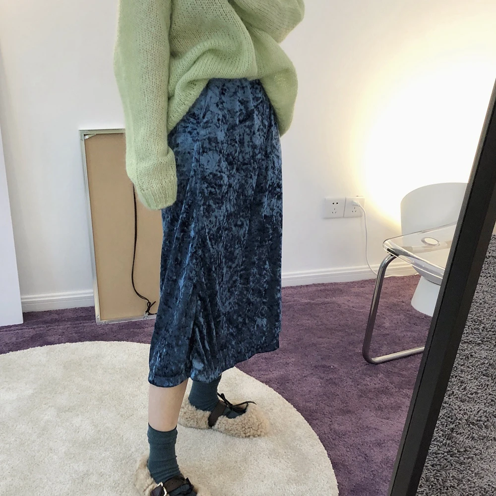 Vintage Velvet A-Line Long Skirt Smooth Soft 2021 New Autumn And Winter Solid High-Waist Mid-Calf Skirts Casual All-Match
Vintage Velvet A-Line Long Skirt Smooth Soft 2021 New Autumn And Winter Solid High-Waist Mid-Calf Skirts Casual All-Match