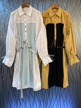 2020 Early Autumn New Women's Lapel Color Matching Stitching Waist Buckle Loose Long-Sleeved Dress 802
2020 Early Autumn New Women's Lapel Color Matching Stitching Waist Buckle Loose Long-Sleeved Dress 802