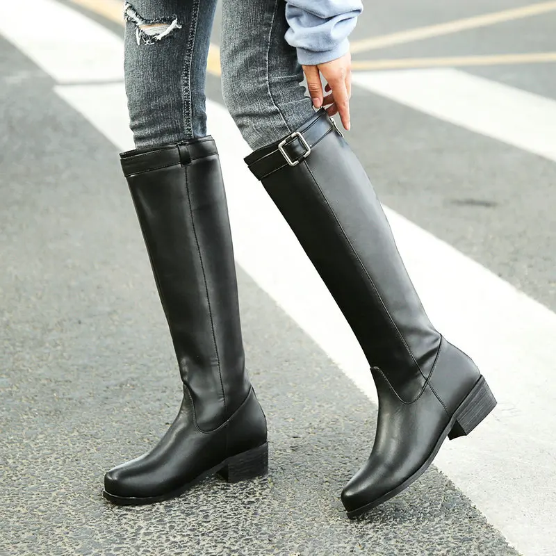 Ladies Spring Autumn Knight Boots Fashion Belt Buckle Knee High Boots Female Zipper Long Boots Comfortable Low Heel Women Shoes
Ladies Spring Autumn Knight Boots Fashion Belt Buckle Knee High Boots Female Zipper Long Boots Comfortable Low Heel Women Shoes