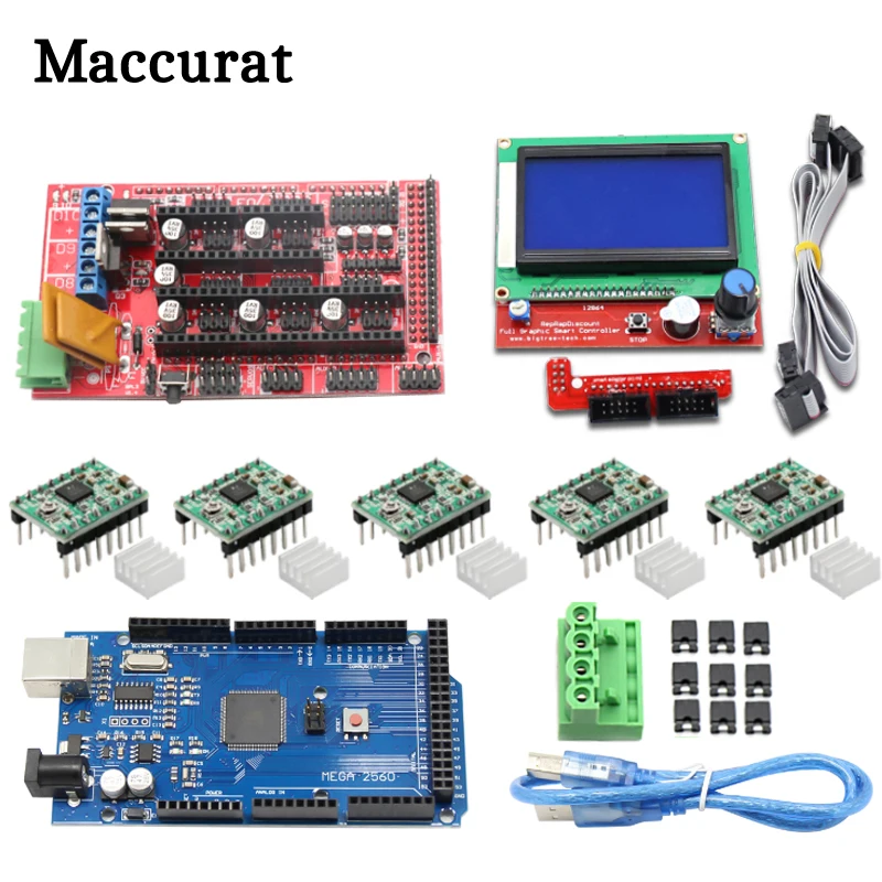 3D Printer Kit Mega 2560 R3 + 1Pcs RAMPS 1.4 Controller + 5Pcs A4988 Stepper Driver Module RAMPS 1.4 2004 LCD Control
3D Printer Kit Mega 2560 R3 + 1Pcs RAMPS 1.4 Controller + 5Pcs A4988 Stepper Driver Module RAMPS 1.4 2004 LCD Control