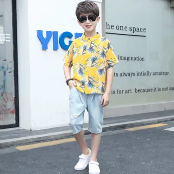 BINIDUCKLING Summer Shirt+Jeans Set For Children Boys Flower Printed Yellow Clothes Outfit Suit For Kids Boys 2020
BINIDUCKLING Summer Shirt+Jeans Set For Children Boys Flower Printed Yellow Clothes Outfit Suit For Kids Boys 2020