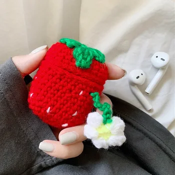 For Apple Airpods For Airpod 1/2 Cover Hand-knitted Wool Strawberry Case Cute Bluetooth Earphone Case Fuzzy Headphone Case Box
For Apple Airpods For Airpod 1/2 Cover Hand-knitted Wool Strawberry Case Cute Bluetooth Earphone Case Fuzzy Headphone Case Box