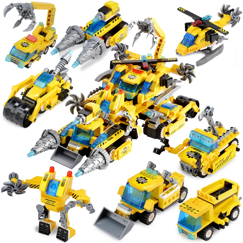 622Pcs City Deformation Engineering Excavator Vehicles Bulldozer Mining Car Building Blocks Sets Kit Education Toys for Children
622Pcs City Deformation Engineering Excavator Vehicles Bulldozer Mining Car Building Blocks Sets Kit Education Toys for Children
