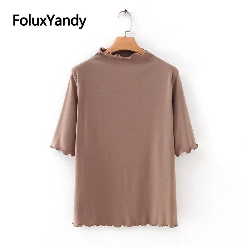 Ruffles Tops Half Sleeve T-shirts Women Casual Plus Size Solid Spring Autumn Tops Tees KKFY4312
Ruffles Tops Half Sleeve T-shirts Women Casual Plus Size Solid Spring Autumn Tops Tees KKFY4312