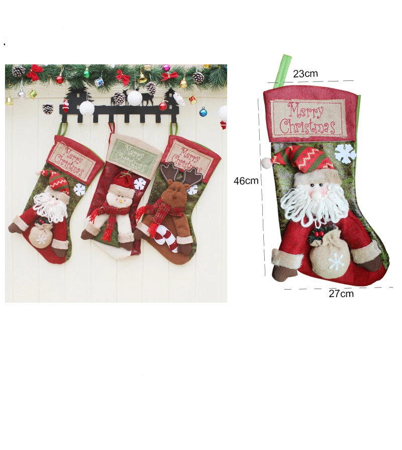 large christmas stocking gift cloth santa elk socks xmas lovely