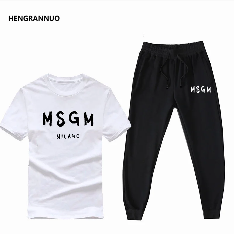 New Tracksuit men Sets Cotton Clothing two piece set men MSGM Printed T Shirt + jogger Pants Men T shirt Set Sportswear suit
New Tracksuit men Sets Cotton Clothing two piece set men MSGM Printed T Shirt + jogger Pants Men T shirt Set Sportswear suit