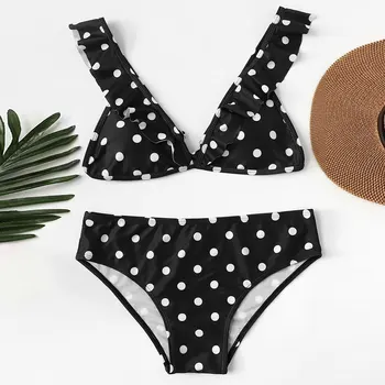 Female Sexy Black & White Wave Point Bikini Split Triangle Swimsuit Beach Vacation Wading Sports 
Female Sexy Black & White Wave Point Bikini Split Triangle Swimsuit Beach Vacation Wading Sports