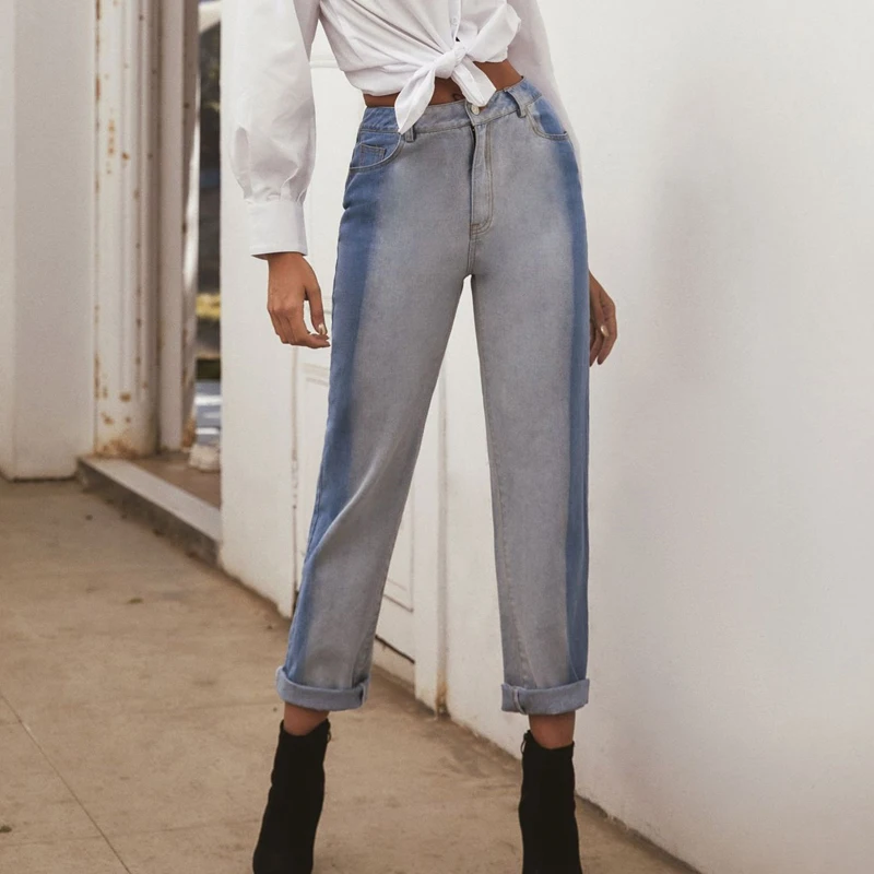 2020 New Spring Summer Fashion Tide Blue High Waist Patchwork Hit color Jeans Woman Contrast Color Straight Pants Jeans
2020 New Spring Summer Fashion Tide Blue High Waist Patchwork Hit color Jeans Woman Contrast Color Straight Pants Jeans