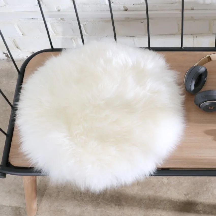 

Round shaped single side long hair genuine sheepskin tatami seat mat , soft sheep fur chair pad for winter, fur car seat mat