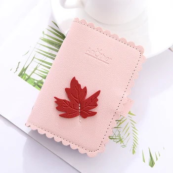 

Woman's Fashion Leaves 24 Slots Business Card Case Passport Cover High Quality Credit ID Bank Card Holder Wallet For Documents