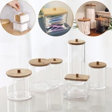 Cotton Swab Holder with Wood Lid Transparent Makeup Container Jewelry Organizer Storage Box for Bathroom Home Organization
Cotton Swab Holder with Wood Lid Transparent Makeup Container Jewelry Organizer Storage Box for Bathroom Home Organization