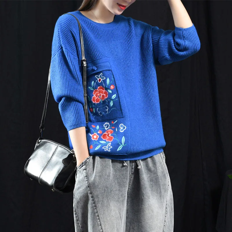 QPFJQD Warm Vintage Flower Embroidery Women Sweaters And Pullovers O Neck Long Sleeve Loose Casual Elastic Female Knitwear Tops
QPFJQD Warm Vintage Flower Embroidery Women Sweaters And Pullovers O Neck Long Sleeve Loose Casual Elastic Female Knitwear Tops