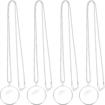 4 Pieces 5X Magnifying Glass Necklace Magnifier Necklace Pendant Optical Magnifier with Chain Necklace for Library,Reading,Zoomi
4 Pieces 5X Magnifying Glass Necklace Magnifier Necklace Pendant Optical Magnifier with Chain Necklace for Library,Reading,Zoomi