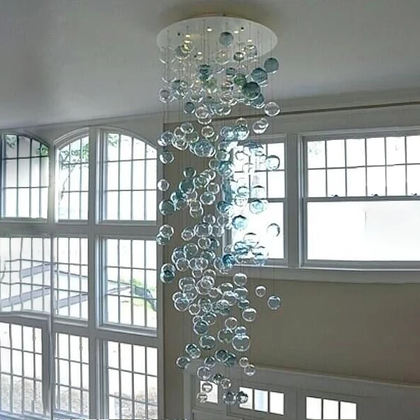 Hand Blown Glass Bubble Pendant Lamp LED Round Crystal Chandelier for Staircase Living Room Lobby Art Decoration
Hand Blown Glass Bubble Pendant Lamp LED Round Crystal Chandelier for Staircase Living Room Lobby Art Decoration