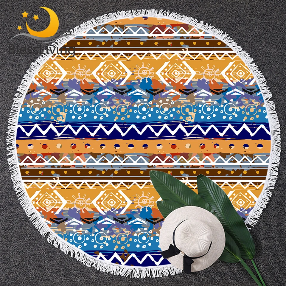 BlessLiving Boho Stripe Beach Towel Bohemian Round Yoga Mats Orange Brown Teal Blue Bath Towel Aztec Ethnic Tribal Blanket 150cm
BlessLiving Boho Stripe Beach Towel Bohemian Round Yoga Mats Orange Brown Teal Blue Bath Towel Aztec Ethnic Tribal Blanket 150cm
