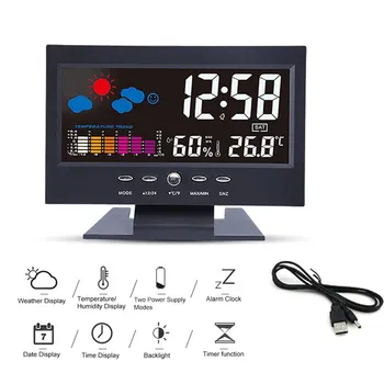 Multi-functional Alarm Clock Backlight LCD Screen Digital Clock with Time/Date/Week/Temperature/Humidity/Weather Display
Multi-functional Alarm Clock Backlight LCD Screen Digital Clock with Time/Date/Week/Temperature/Humidity/Weather Display