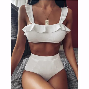 Ruffle Bikinis 2020 High Waist Bikini Set Bandeau Biquini White Bathing Suit Swim Women Swimwear Female Swimsuit Summer Beach
Ruffle Bikinis 2020 High Waist Bikini Set Bandeau Biquini White Bathing Suit Swim Women Swimwear Female Swimsuit Summer Beach