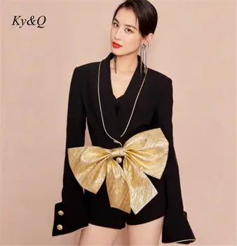 Brand Designer 2019 Winter Luxury Sexy Bow Girdle Decorative Jacket Collar Jumpsuit Black Pactwork Women Runway Long Sleeve
Brand Designer 2019 Winter Luxury Sexy Bow Girdle Decorative Jacket Collar Jumpsuit Black Pactwork Women Runway Long Sleeve