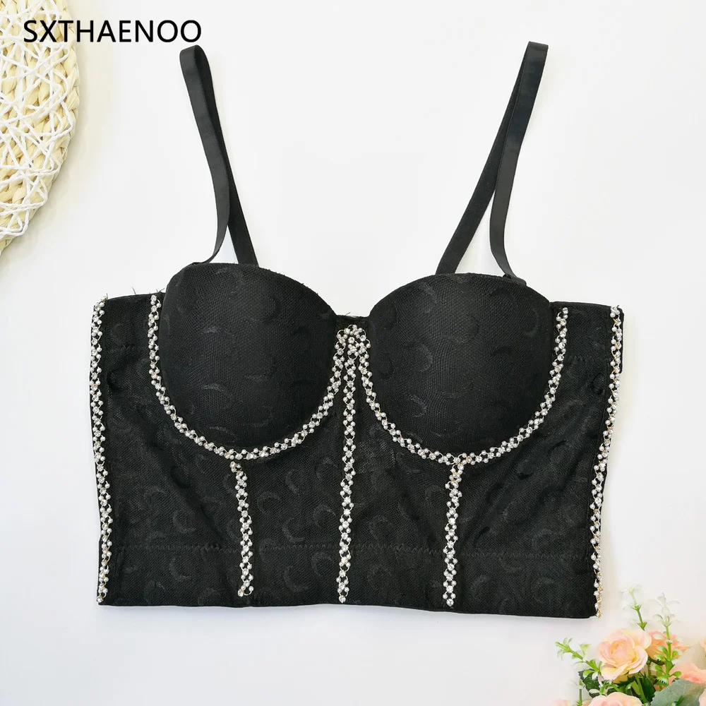 New Women Camisole Top Beaded Bright Rhinestones And Pearls Fashion Backless Crop Top Bustier Bra Night Club Party Tank Tops
New Women Camisole Top Beaded Bright Rhinestones And Pearls Fashion Backless Crop Top Bustier Bra Night Club Party Tank Tops