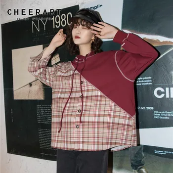 CHEERART Fall Red Plaid Hoodies Women Sweatshirt Pullover Patchwork Loose Sweat Femme Harajuku Hoodie 2019 Tracksuit
CHEERART Fall Red Plaid Hoodies Women Sweatshirt Pullover Patchwork Loose Sweat Femme Harajuku Hoodie 2019 Tracksuit