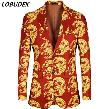 Bar Nightclub Concert Male Singer Blazer Costume Dragon Pattern Printing Casual Suit Jacket Fashion Slim Fit Coat Stage Clothes
Bar Nightclub Concert Male Singer Blazer Costume Dragon Pattern Printing Casual Suit Jacket Fashion Slim Fit Coat Stage Clothes