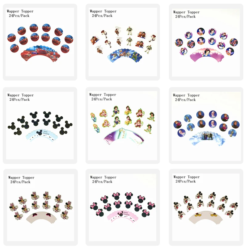 24 pcs/pack Disney Princess Frozen Mickey Mouse Theme Birthday Party Cartoon Cupcake Wrappers Toppers Cake Decorations Supplies
24 pcs/pack Disney Princess Frozen Mickey Mouse Theme Birthday Party Cartoon Cupcake Wrappers Toppers Cake Decorations Supplies