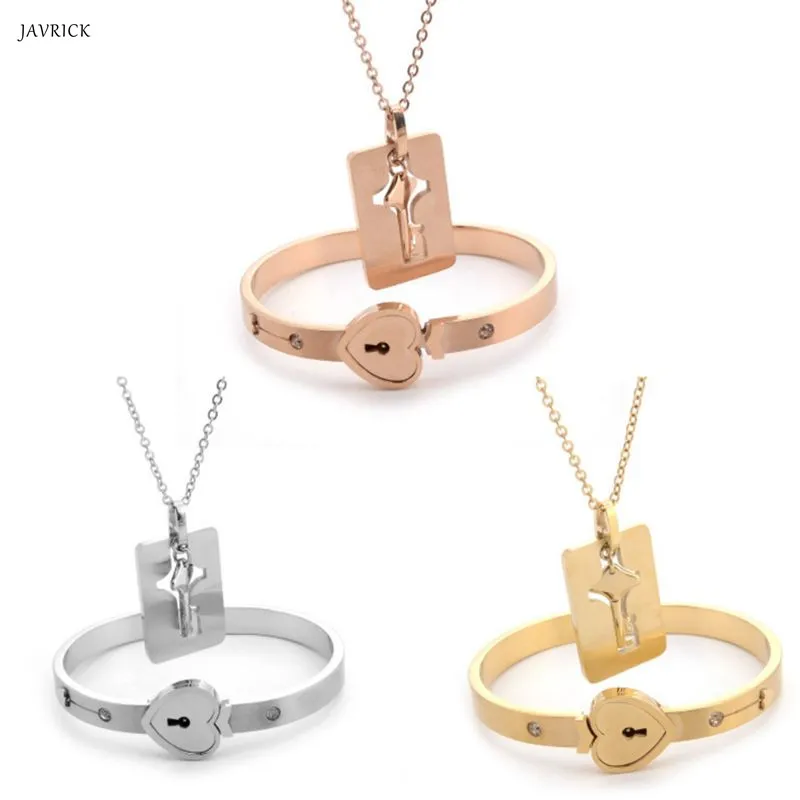 Concentric Lock Couple Bracelets Necklace Set Women Men Titanium Steel Heart-shaped Locks Bracelet Valentine Day Gifts 
Concentric Lock Couple Bracelets Necklace Set Women Men Titanium Steel Heart-shaped Locks Bracelet Valentine Day Gifts