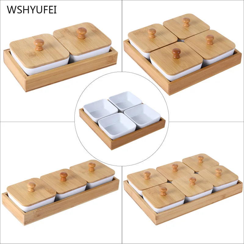 Direct selling ceramic bamboo nut plate compartment with lid candy melon fruit box living room snack snack biscuit candy dish
Direct selling ceramic bamboo nut plate compartment with lid candy melon fruit box living room snack snack biscuit candy dish