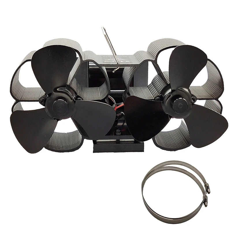 6-Blade Twin Motor Double Heat Powered Wood Stove Fan with Temperature Gauge - Ultra Quiet Fireplace Wood Burning Eco Fan for Ef
6-Blade Twin Motor Double Heat Powered Wood Stove Fan with Temperature Gauge - Ultra Quiet Fireplace Wood Burning Eco Fan for Ef