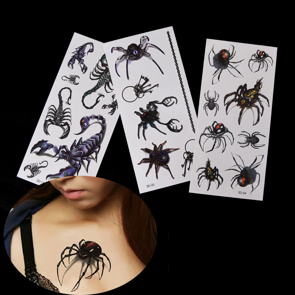 AACAR Disposable Waterproof 3d Color Spiders Insects Tattoo Stickers Large Pattern Water Transfer Temporary Tattoos Sticker
AACAR Disposable Waterproof 3d Color Spiders Insects Tattoo Stickers Large Pattern Water Transfer Temporary Tattoos Sticker