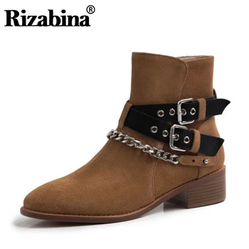 RizaBina Women Genuine Leather Sexy Ankle Boots Chain Flats Buckle Zipper Fashion Shoes Woman Office Lady Pointed Toe Size 34-39 
RizaBina Women Genuine Leather Sexy Ankle Boots Chain Flats Buckle Zipper Fashion Shoes Woman Office Lady Pointed Toe Size 34-39