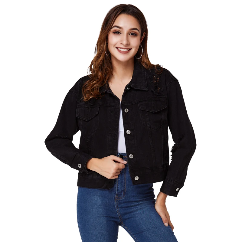 Fashion Women Denim Jacket Long Sleeve Autumn Jeans Jacket Streetwear Casual Loose Outwear Ripped Female Black Coats
Fashion Women Denim Jacket Long Sleeve Autumn Jeans Jacket Streetwear Casual Loose Outwear Ripped Female Black Coats