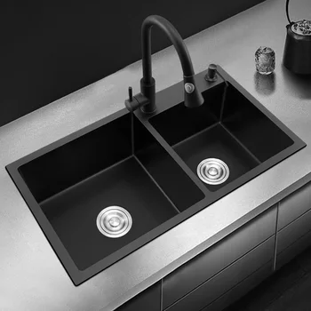 New Double Bowl Kitchen Sink Nanometer Antibacterial Black 304 Stainless Steel Nano Technology Black Double Sink plus large
New Double Bowl Kitchen Sink Nanometer Antibacterial Black 304 Stainless Steel Nano Technology Black Double Sink plus large