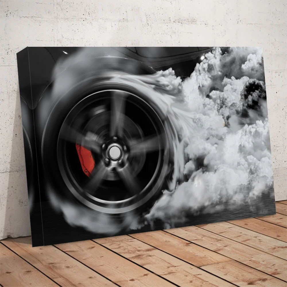 Фото Картина черно-белая с изображением спортивного автомобиля напечатанная на